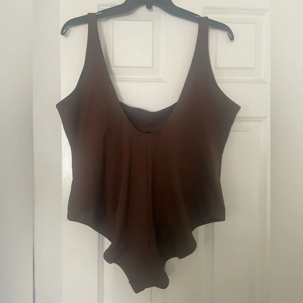 SKIMS Chocolate Brown Scoop One-Piece Swimsuit